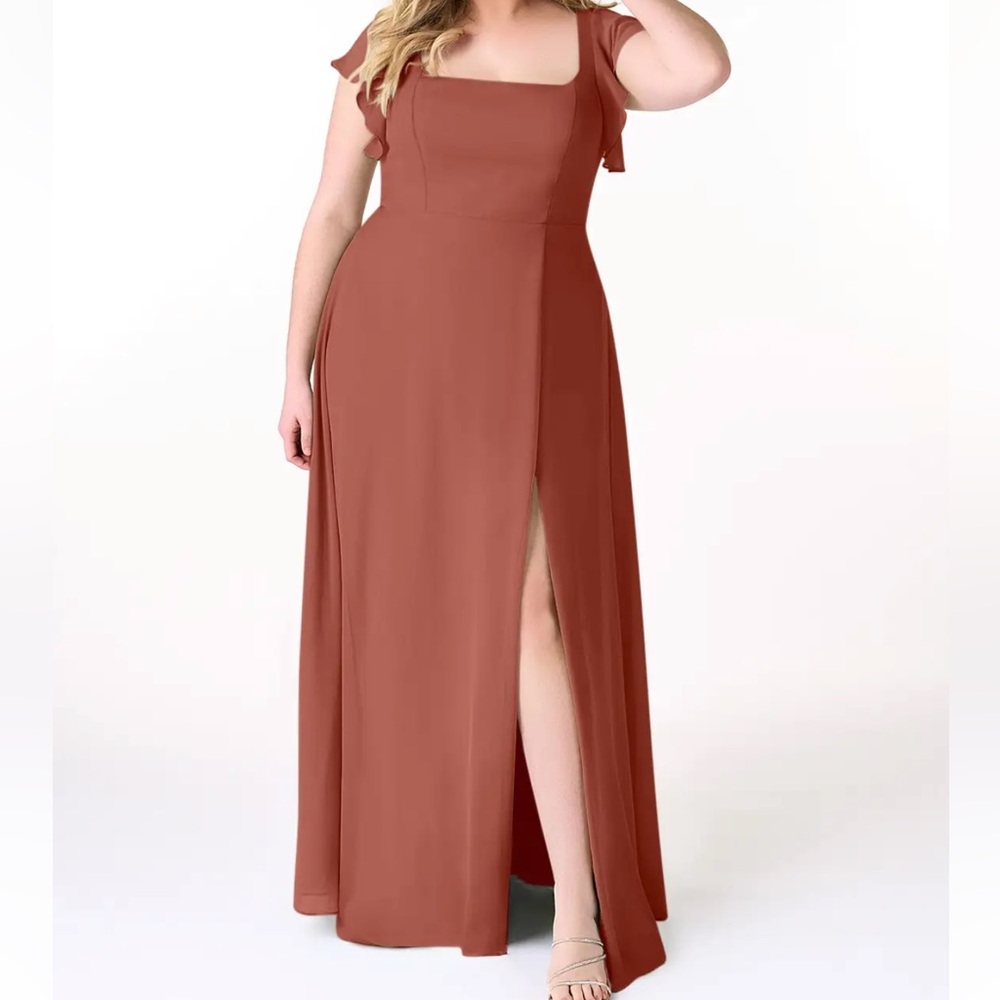 NWT/Azazie Auburn A-Line Ruffled Chiffon Dress